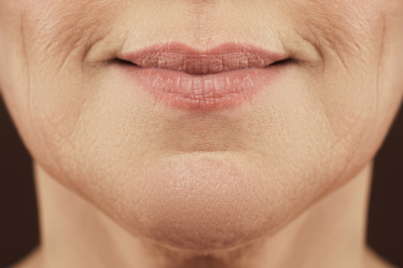 Aged Female Lips with Expression Lines